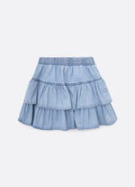 Saia Shorts Jeans Fino Babado