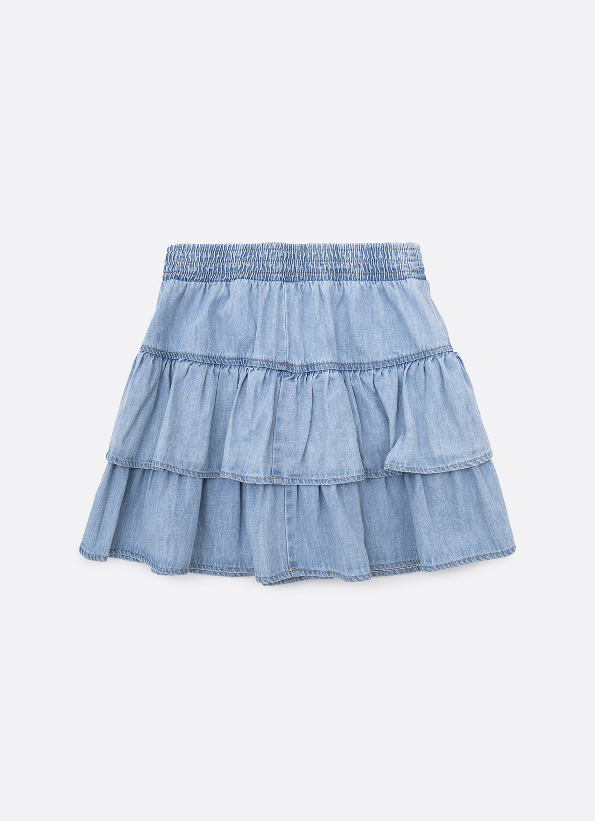 Saia Shorts Jeans Fino Babado