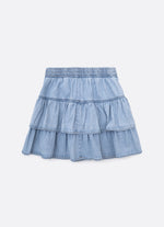 Saia Shorts Jeans Fino Babado