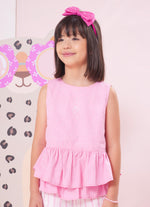 Blusa Algodão Listrado Babado Cristais