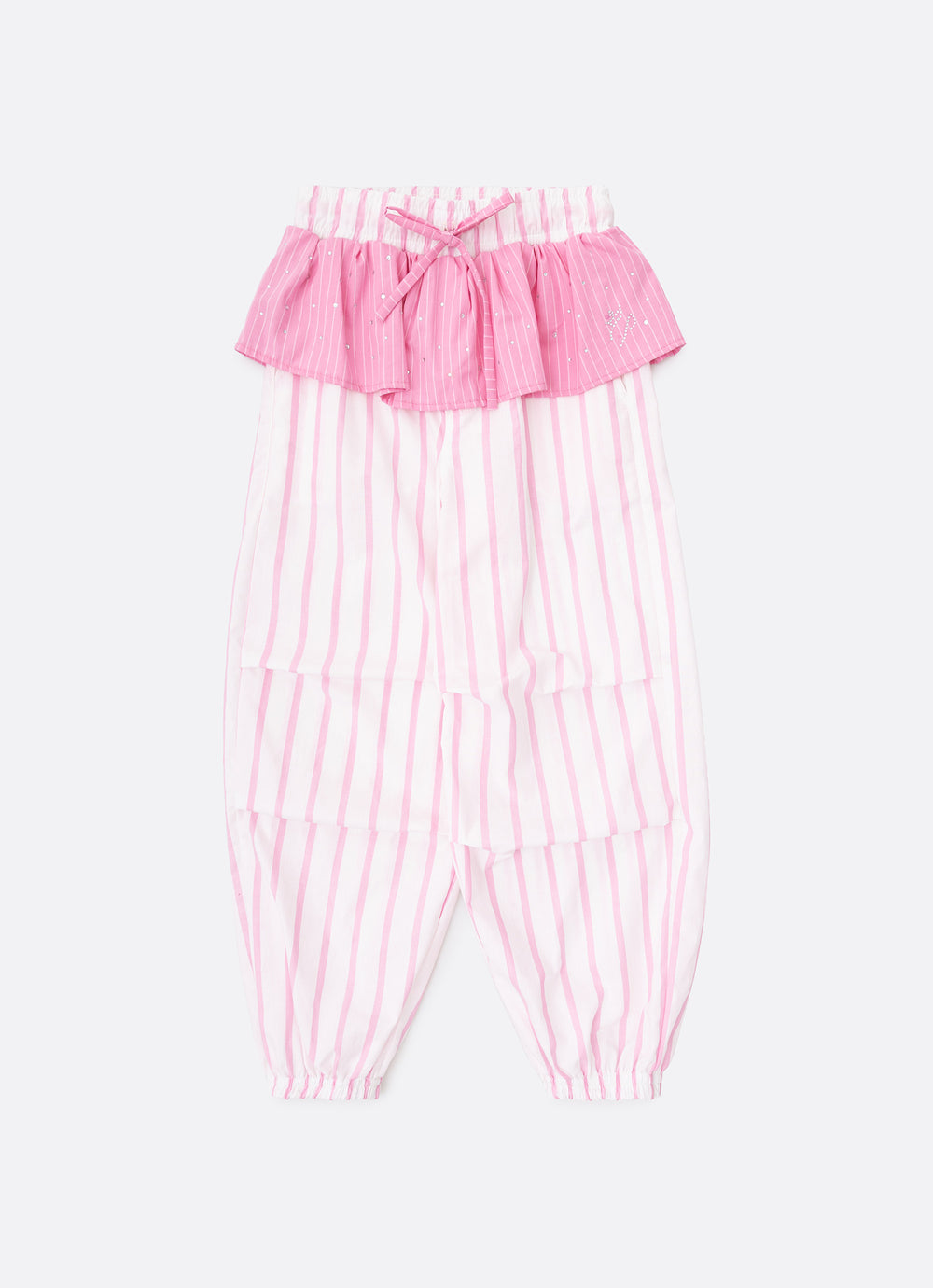 Calça Algodão Mix Listras Babado