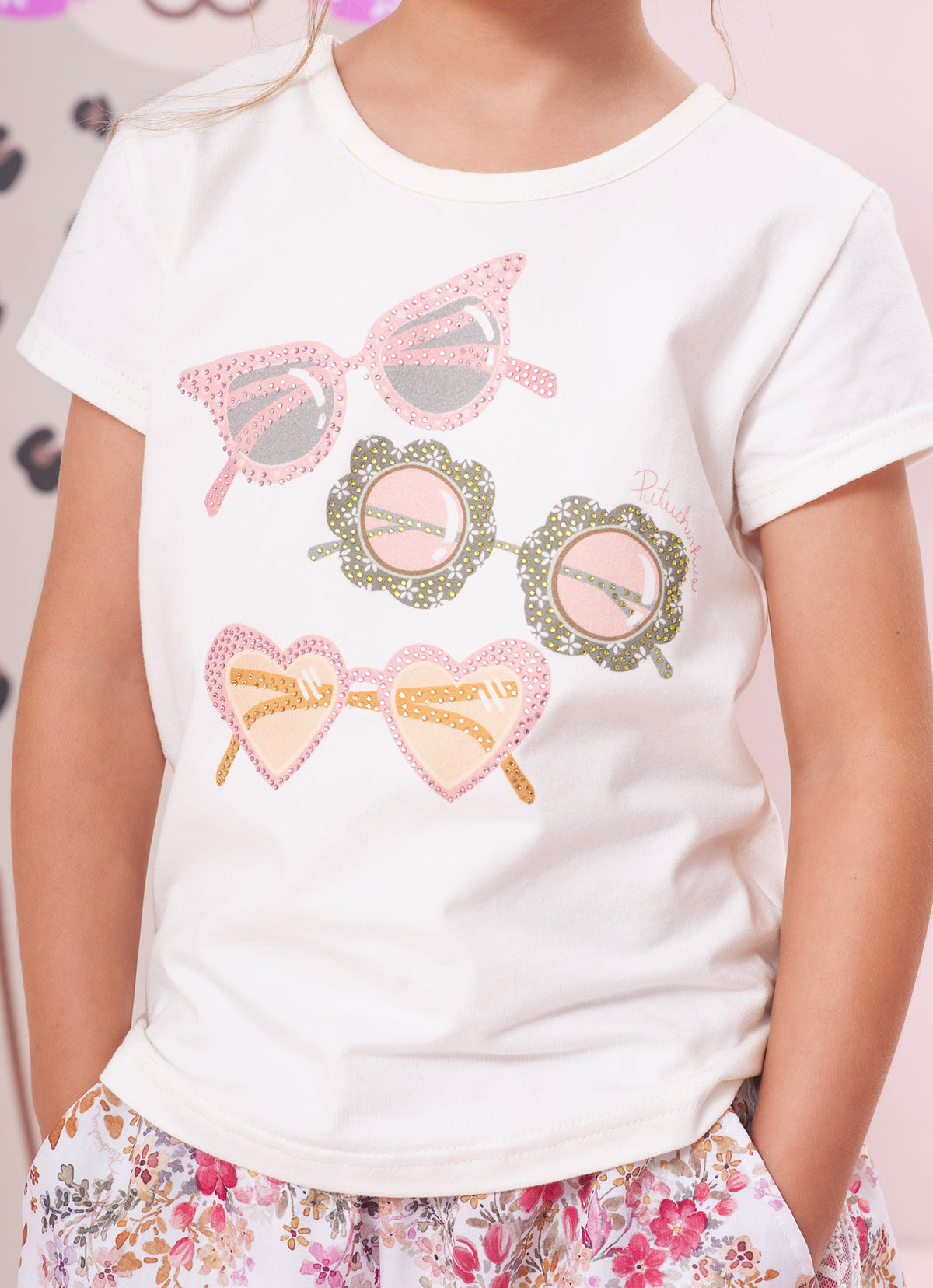 Blusa Cotton Óculos Cristais