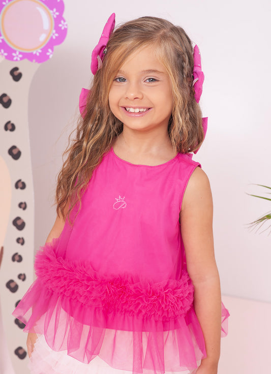 Blusa Algodão Tule Frufru