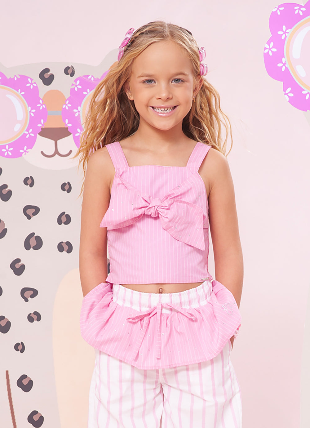 Blusa Cropped Algodão Listrado