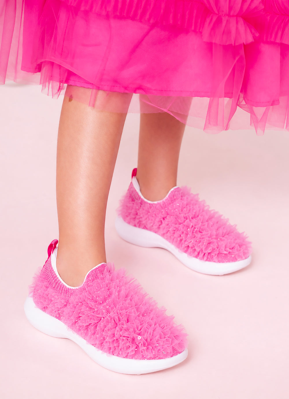 Tênis Knit Babado Tule Cristais