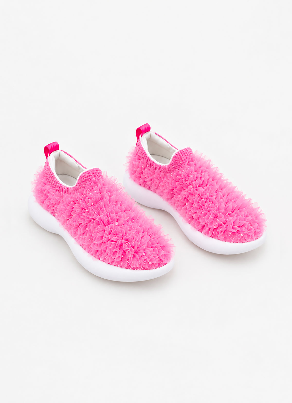 Tênis Knit Babado Tule Cristais