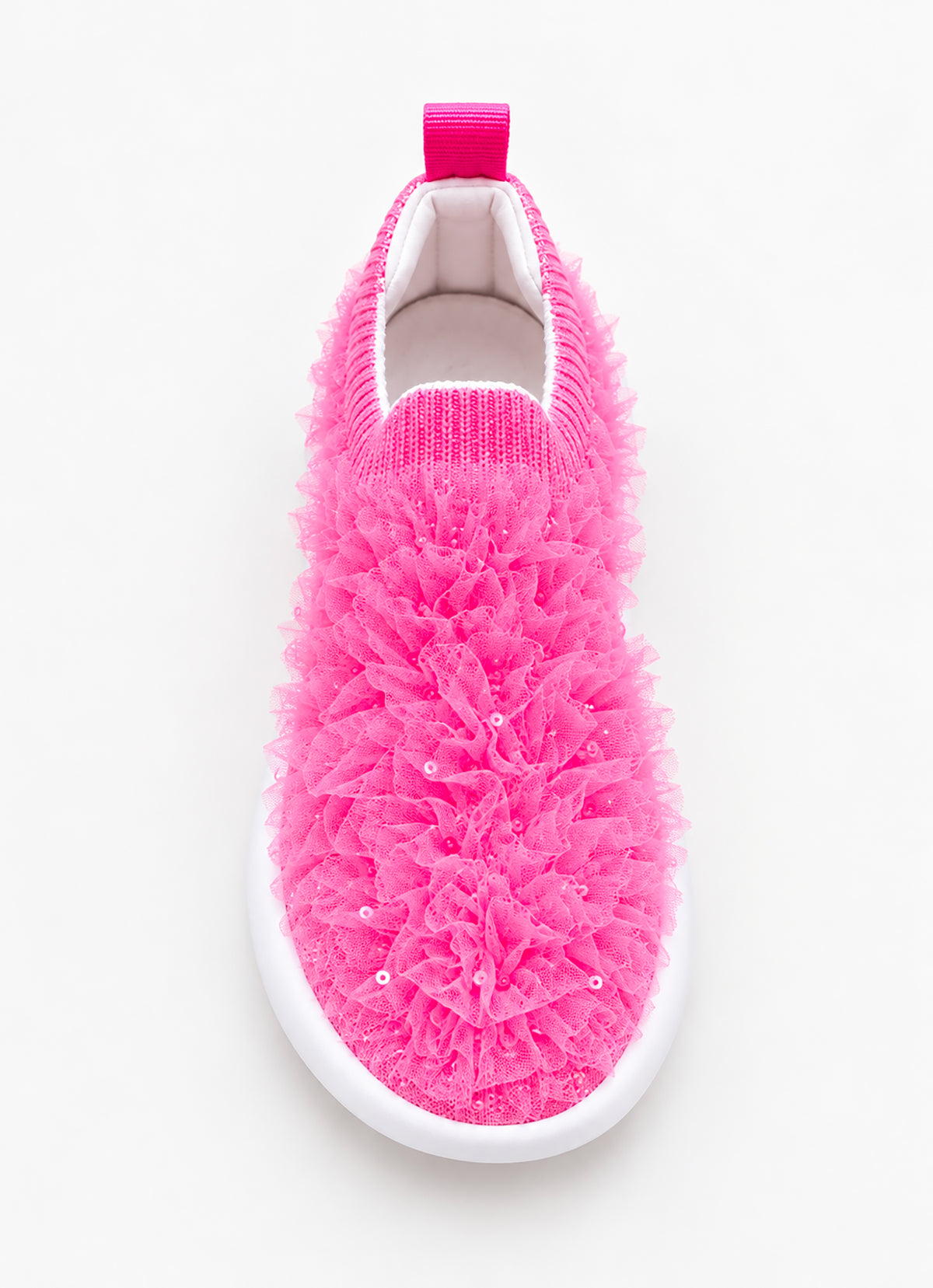 Tênis Knit Babado Tule Cristais