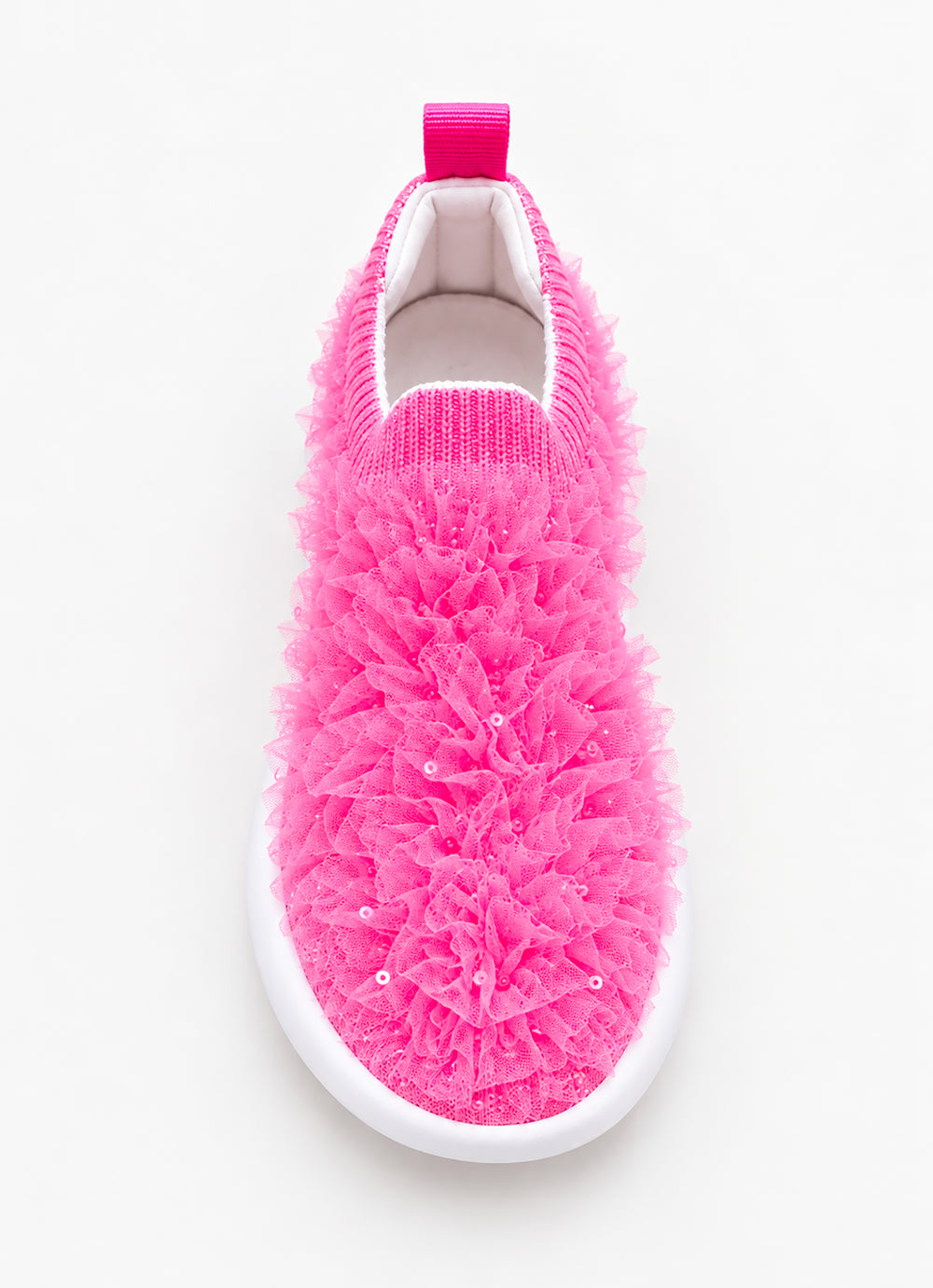 Tênis Knit Babado Tule Cristais