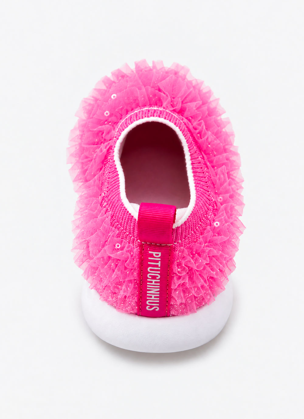 Tênis Knit Babado Tule Cristais