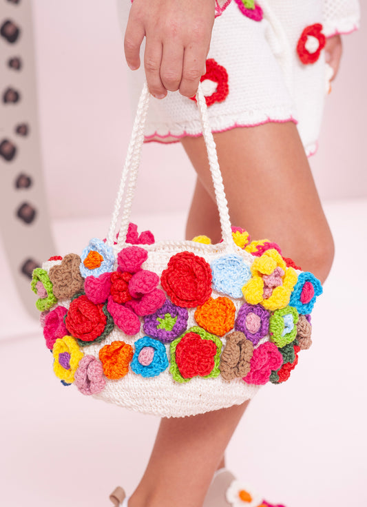 Bolsa Flores Crochê