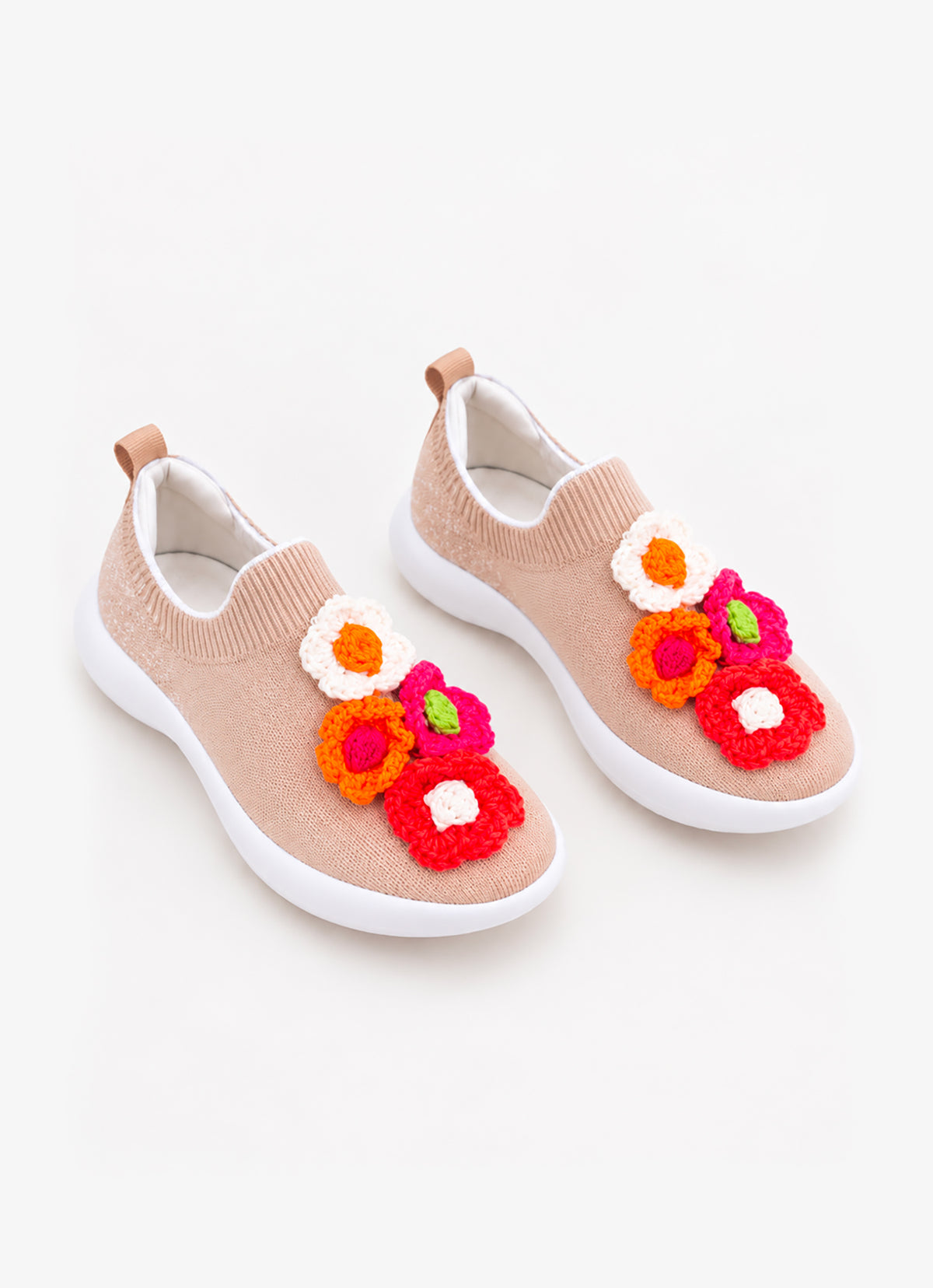 Tênis Knit Flores Crochê