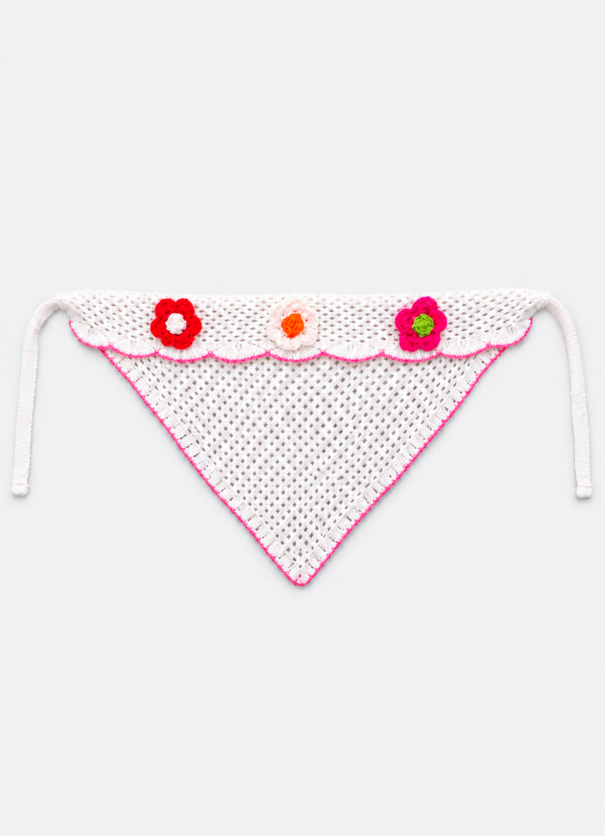 Bandana Tricot Flores Crochê