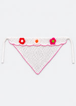 Bandana Tricot Flores Crochê