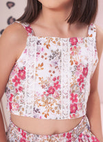 Blusa Cropped Algodão Floral Rendas