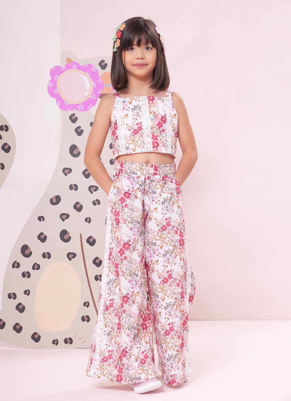 Blusa Cropped Algodão Floral Rendas