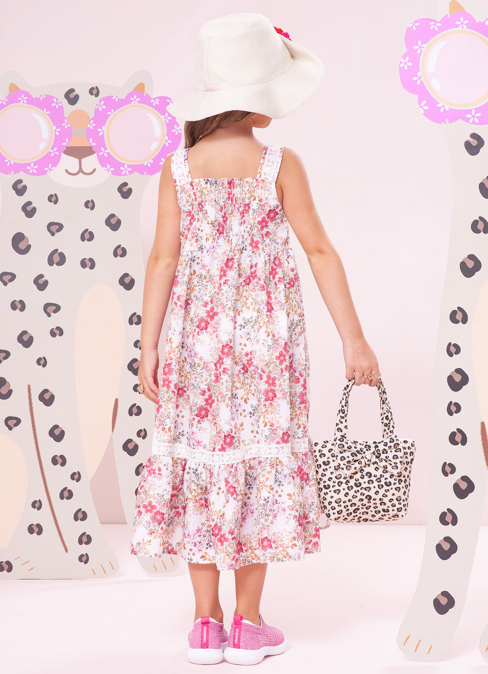 Vestido Algodão Estampa Floral Rendas