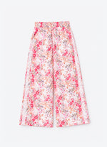 Calça Pantalona Algodão Estampa Floral Rendas