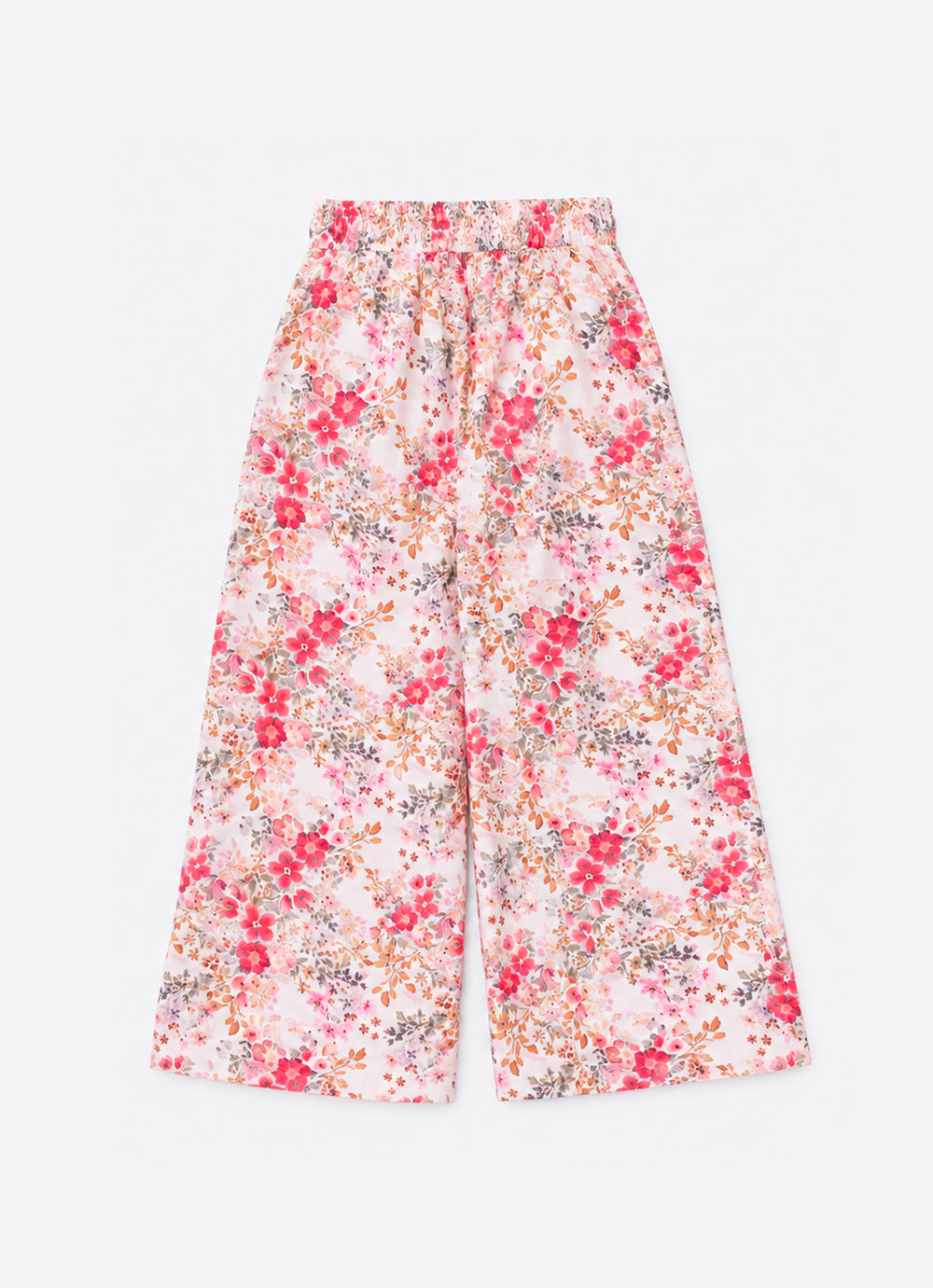 Calça Pantalona Algodão Estampa Floral Rendas