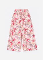 Calça Pantalona Algodão Estampa Floral Rendas
