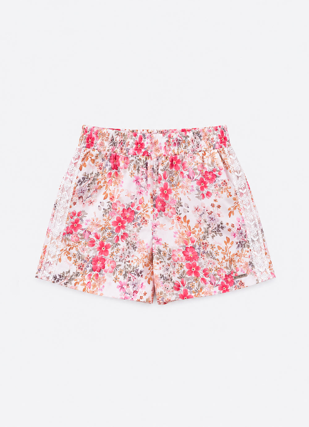 Short Algodão Estampa Floral Rendas