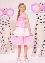 Vestido Algodão Mix Listras Babados