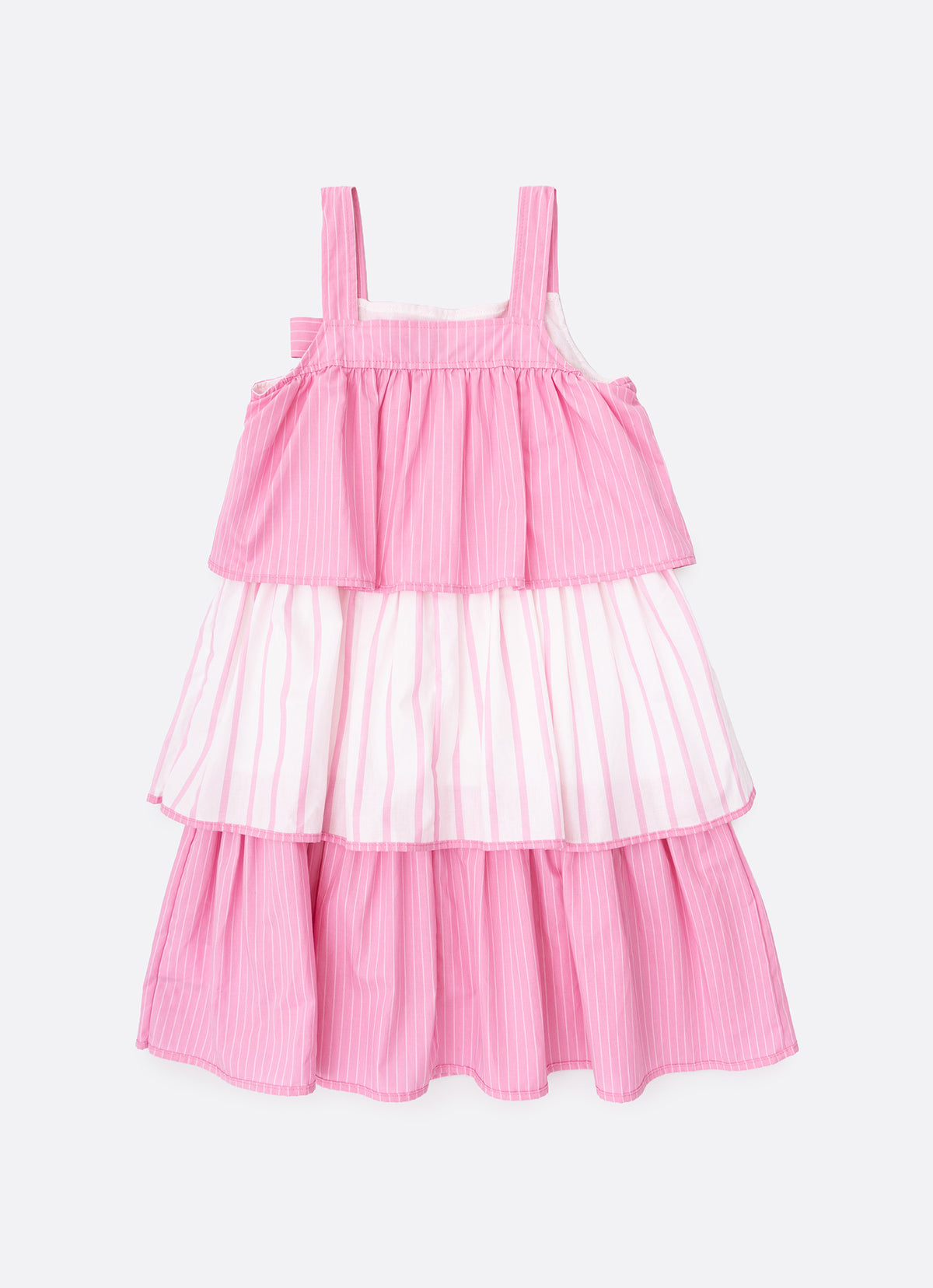Vestido Algodão Mix Listras Babados
