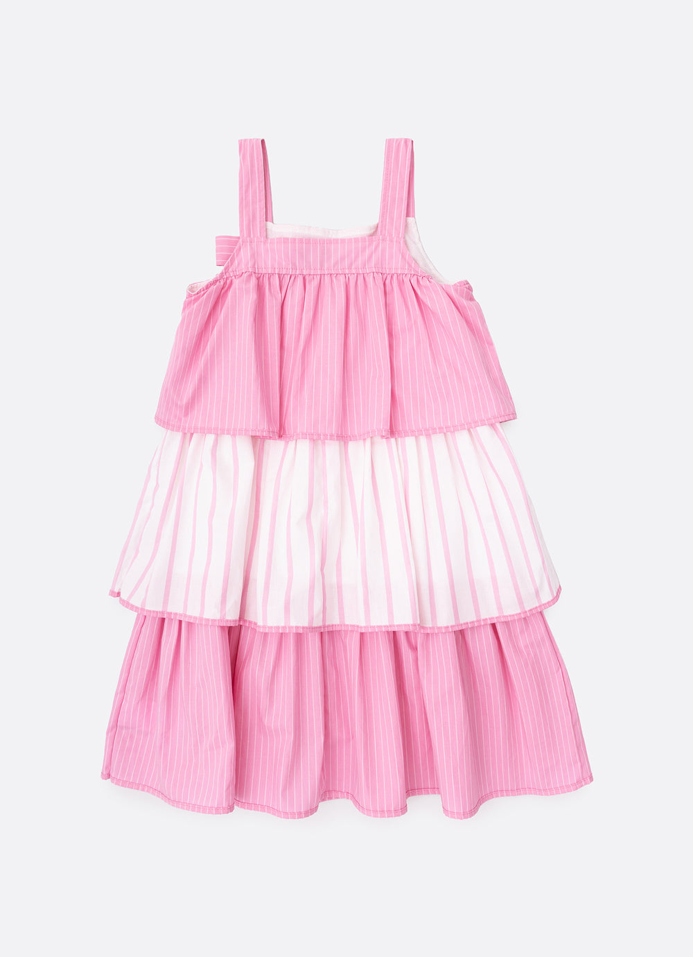 Vestido Algodão Mix Listras Babados
