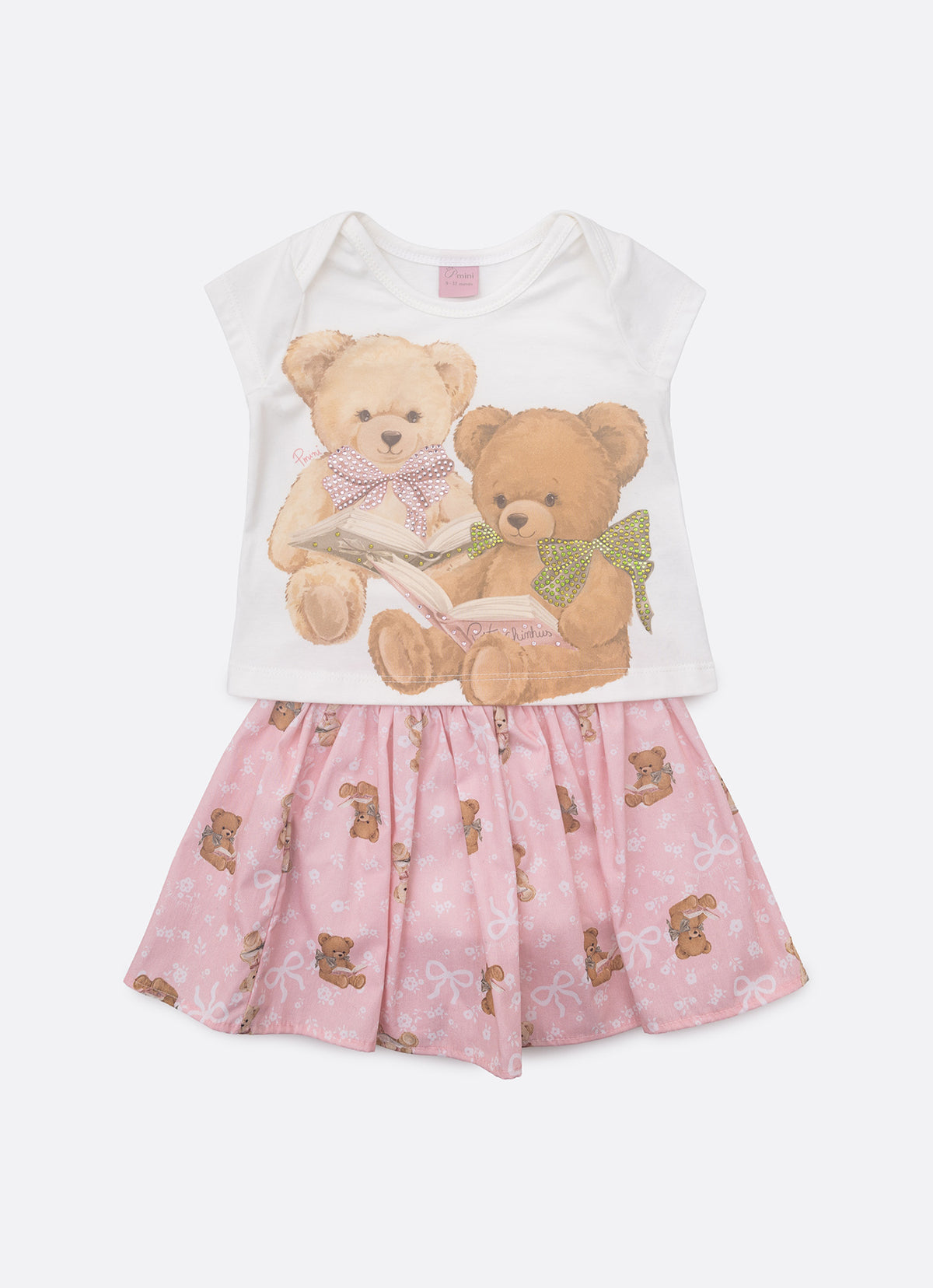 Conjunto Blusa Cotton Saia Short Algodão Pmini