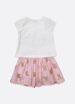 Conjunto Blusa Cotton Saia Short Algodão Pmini