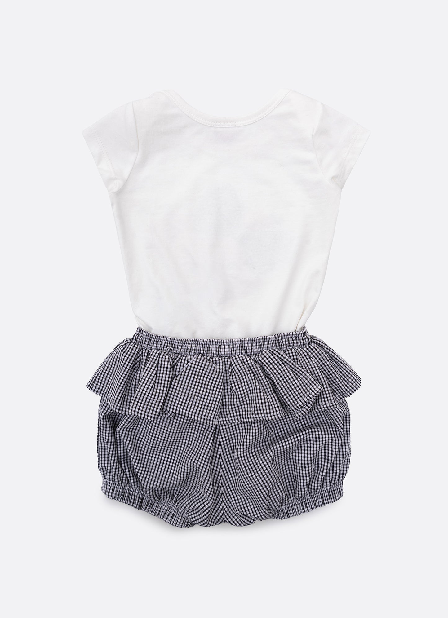 Conjunto Body Ursinha e Short Xadrez Pmini