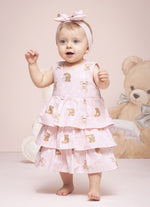 Vestido Algodão Ursinhas Babados Pmini