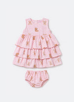 Vestido Algodão Ursinhas Babados Pmini