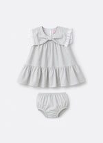 Vestido Algodão Listrado Gola Laço Pmini
