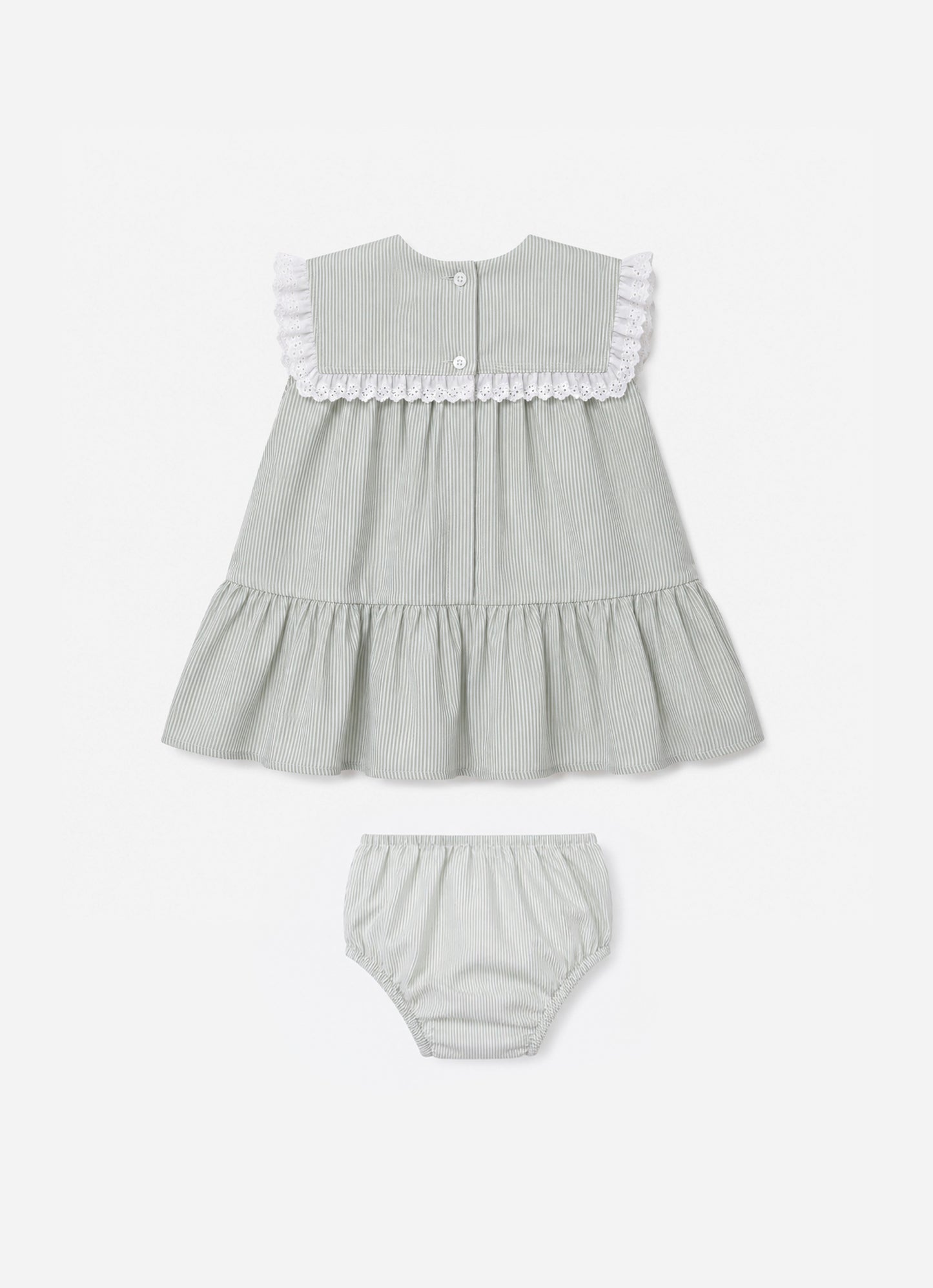 Vestido Algodão Listrado Gola Laço Pmini