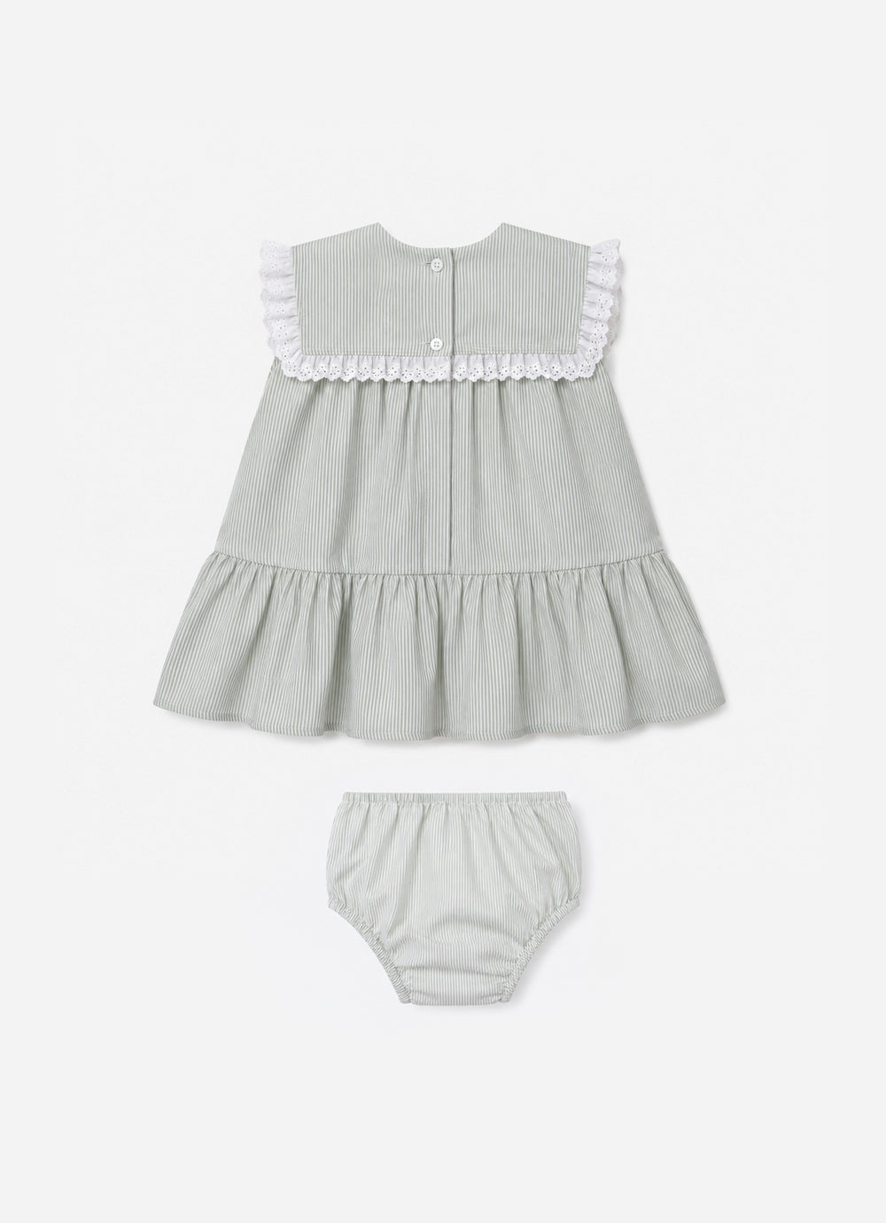 Vestido Algodão Listrado Gola Laço Pmini