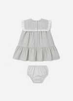 Vestido Algodão Listrado Gola Laço Pmini