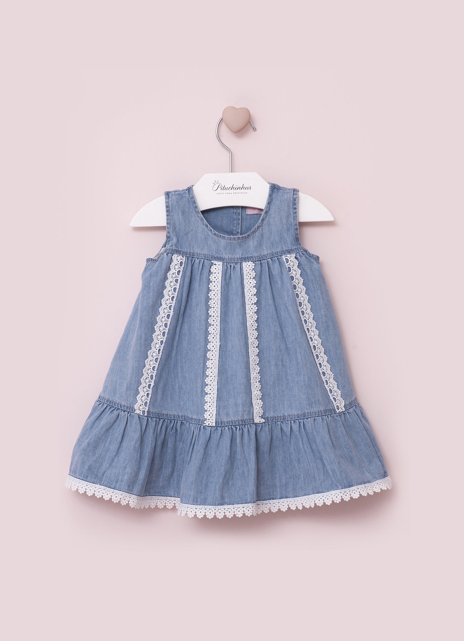 Vestido Jeans Fino Rendinhas Pmini