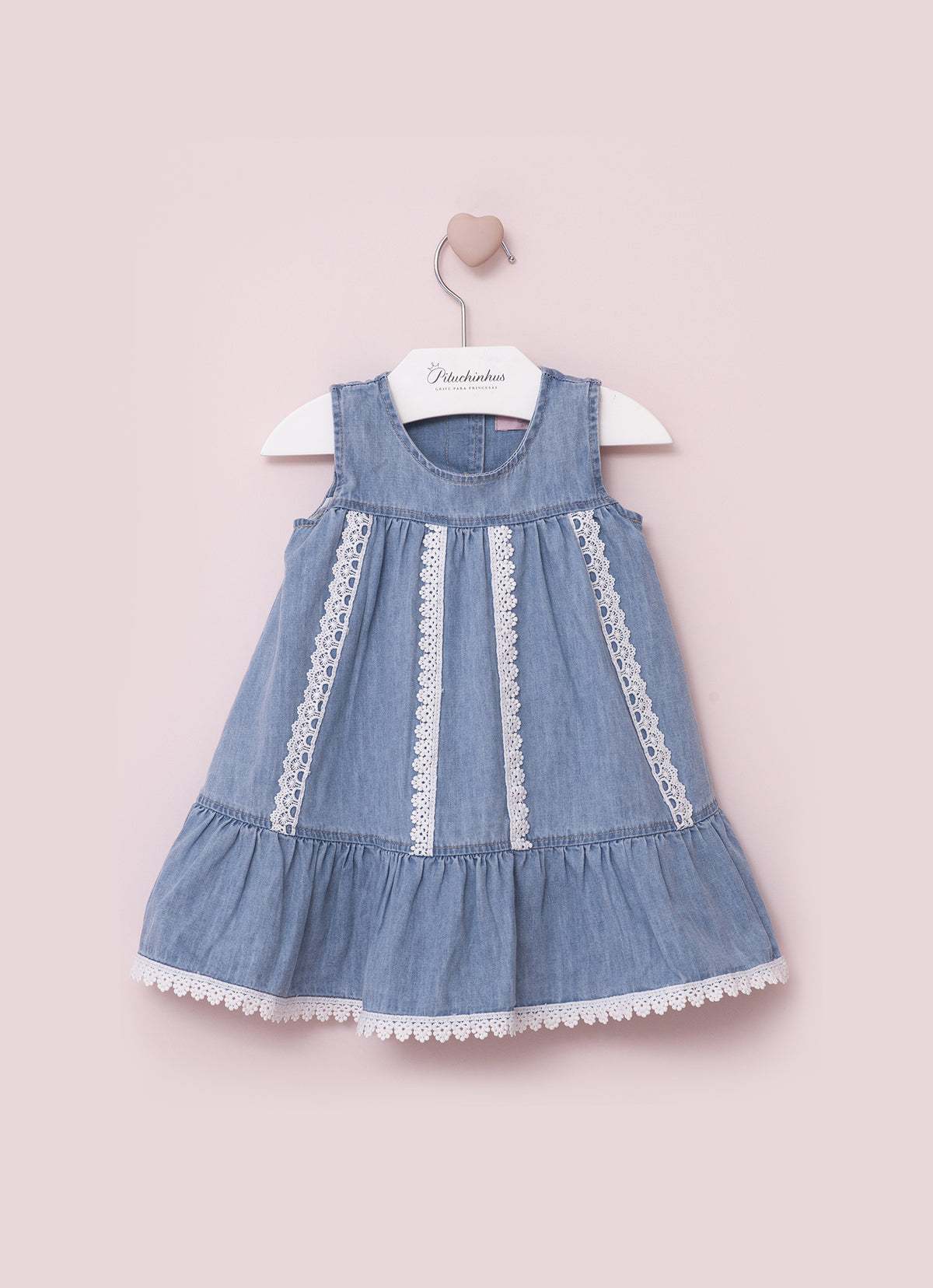 Vestido Jeans Fino Rendinhas Pmini