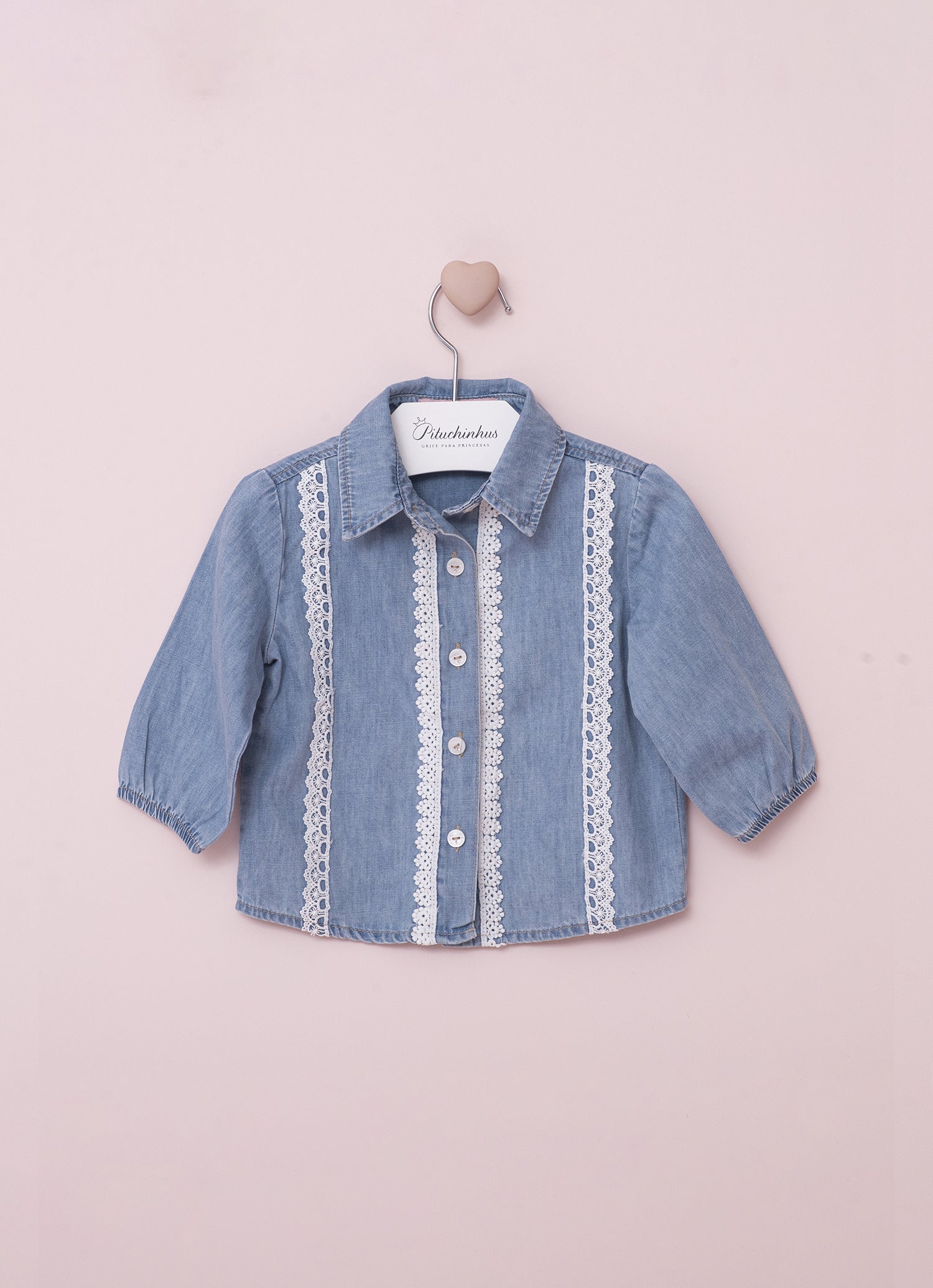 Camisa Jeans Fino Rendinhas Pmini