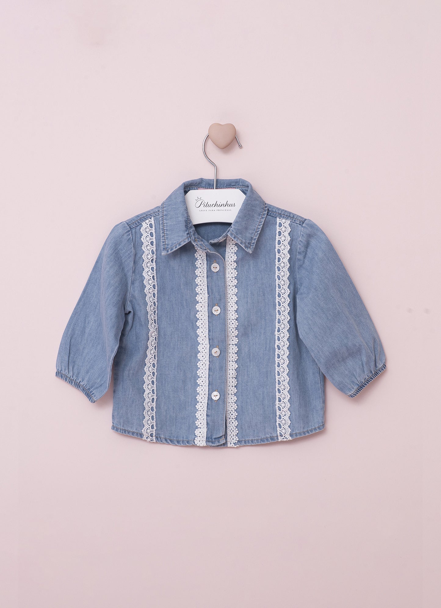 Camisa Jeans Fino Rendinhas Pmini