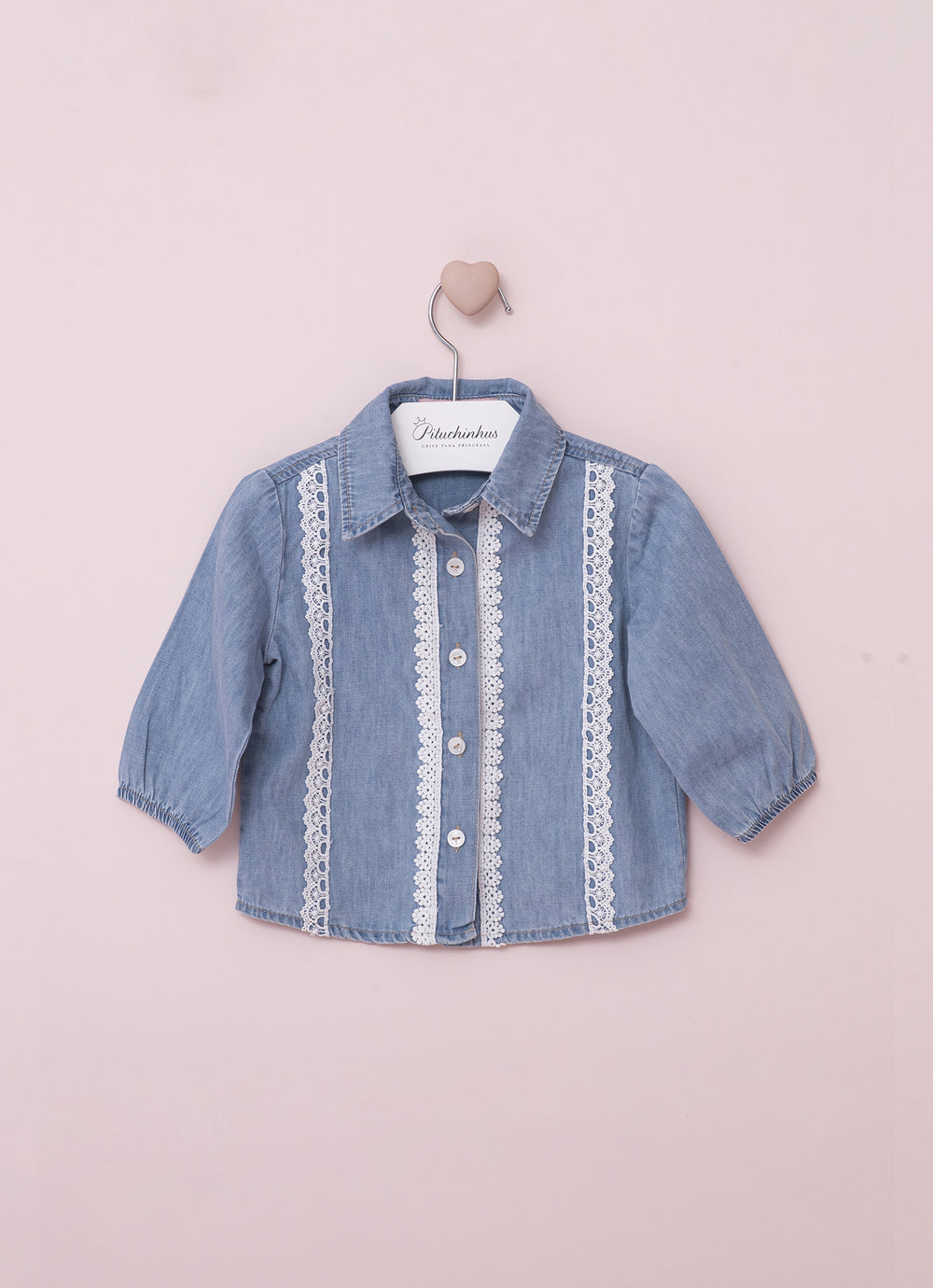Camisa Jeans Fino Rendinhas Pmini