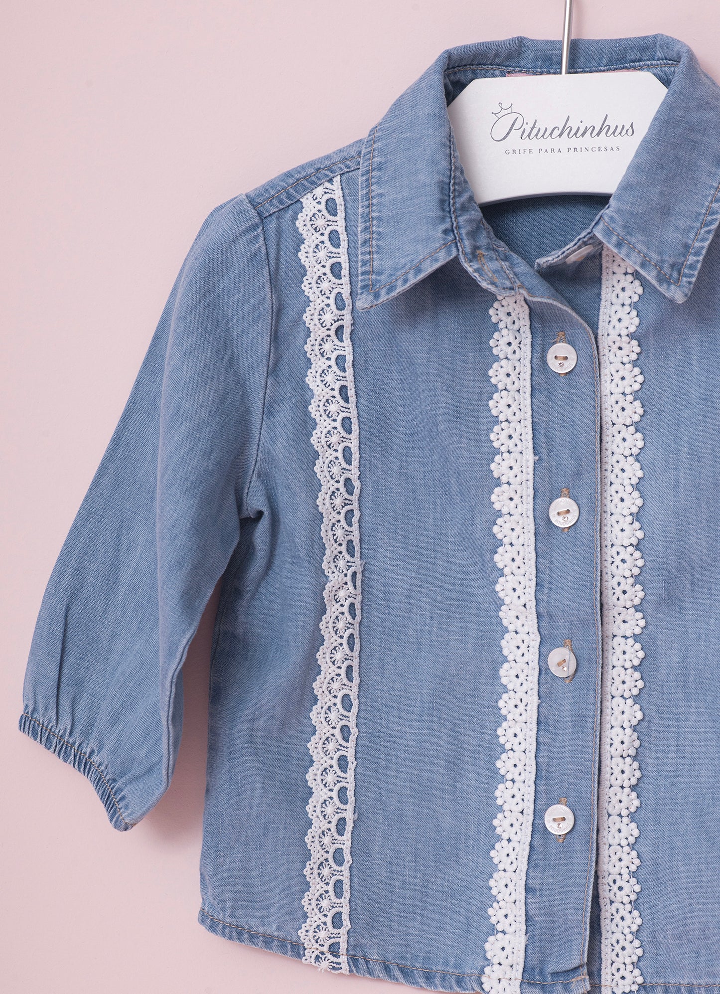 Camisa Jeans Fino Rendinhas Pmini