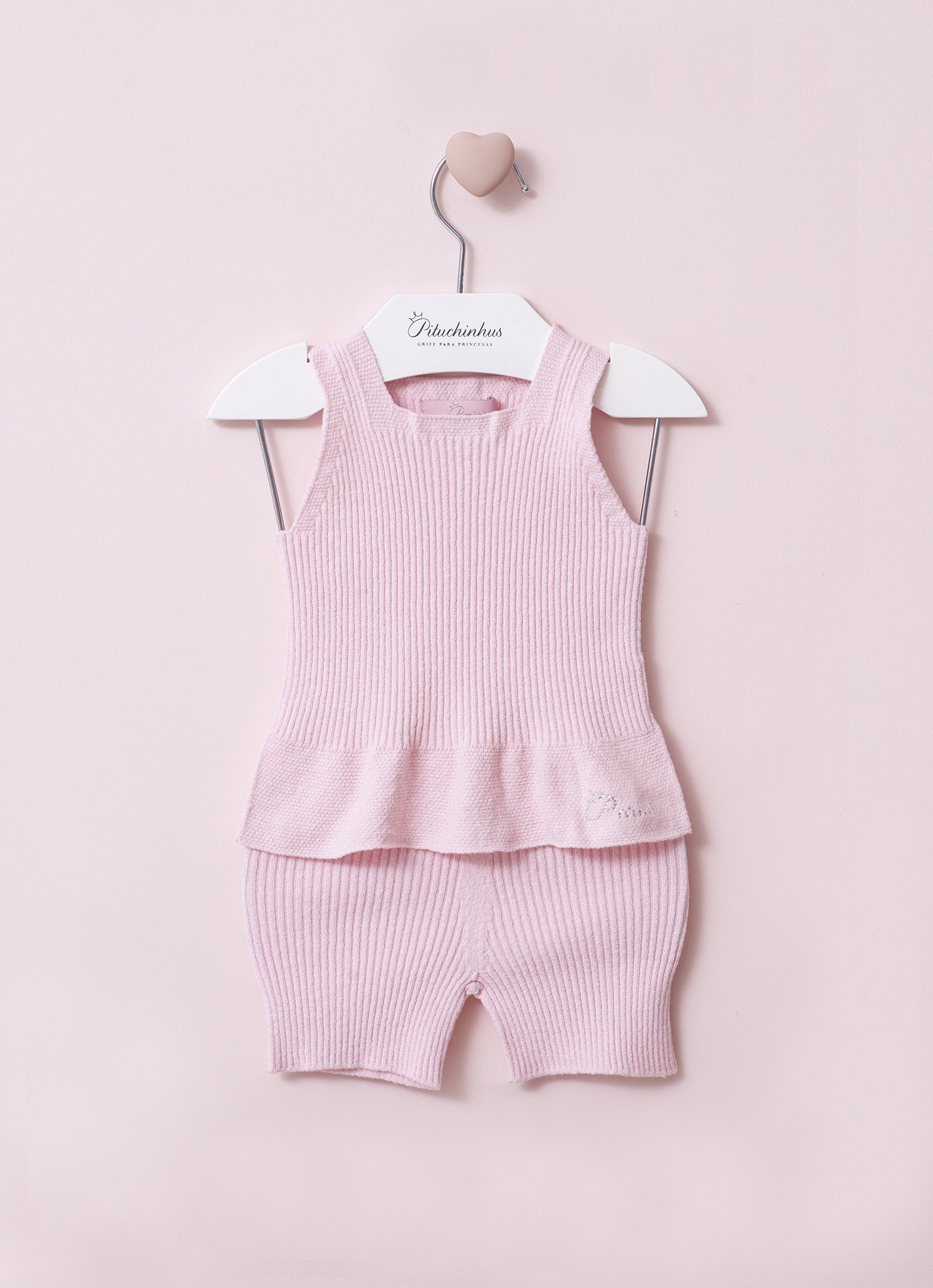 Conjunto Tricot Blusa e Short Sem Costura Pmini