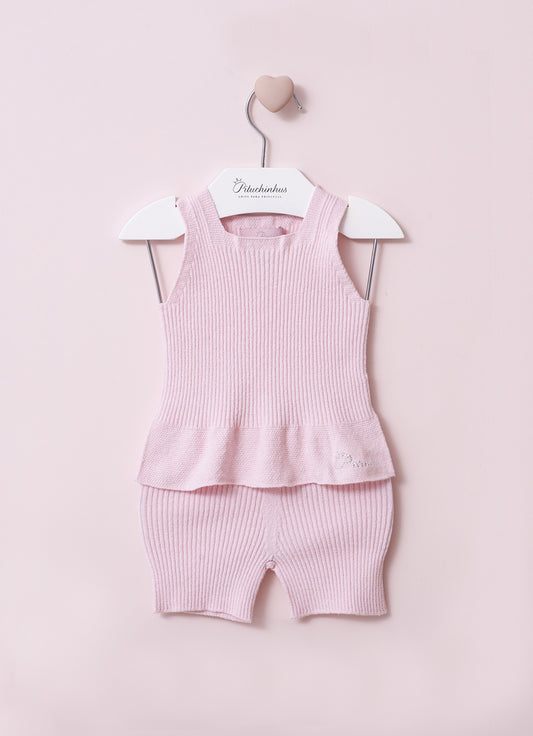Conjunto Tricot Blusa e Short Sem Costura Pmini