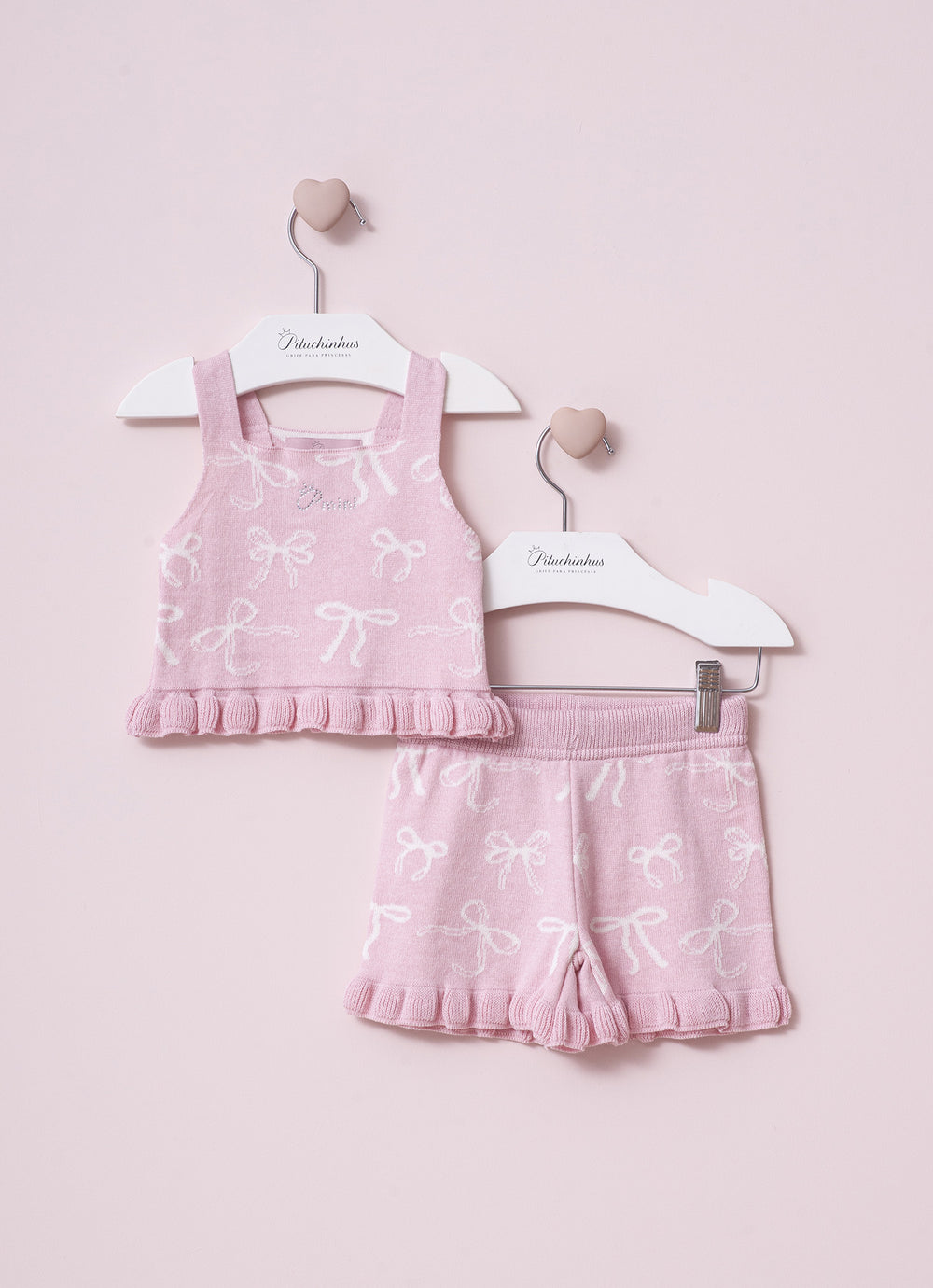 Conjunto Blusa e Short Tricot Lacinhos Pmini