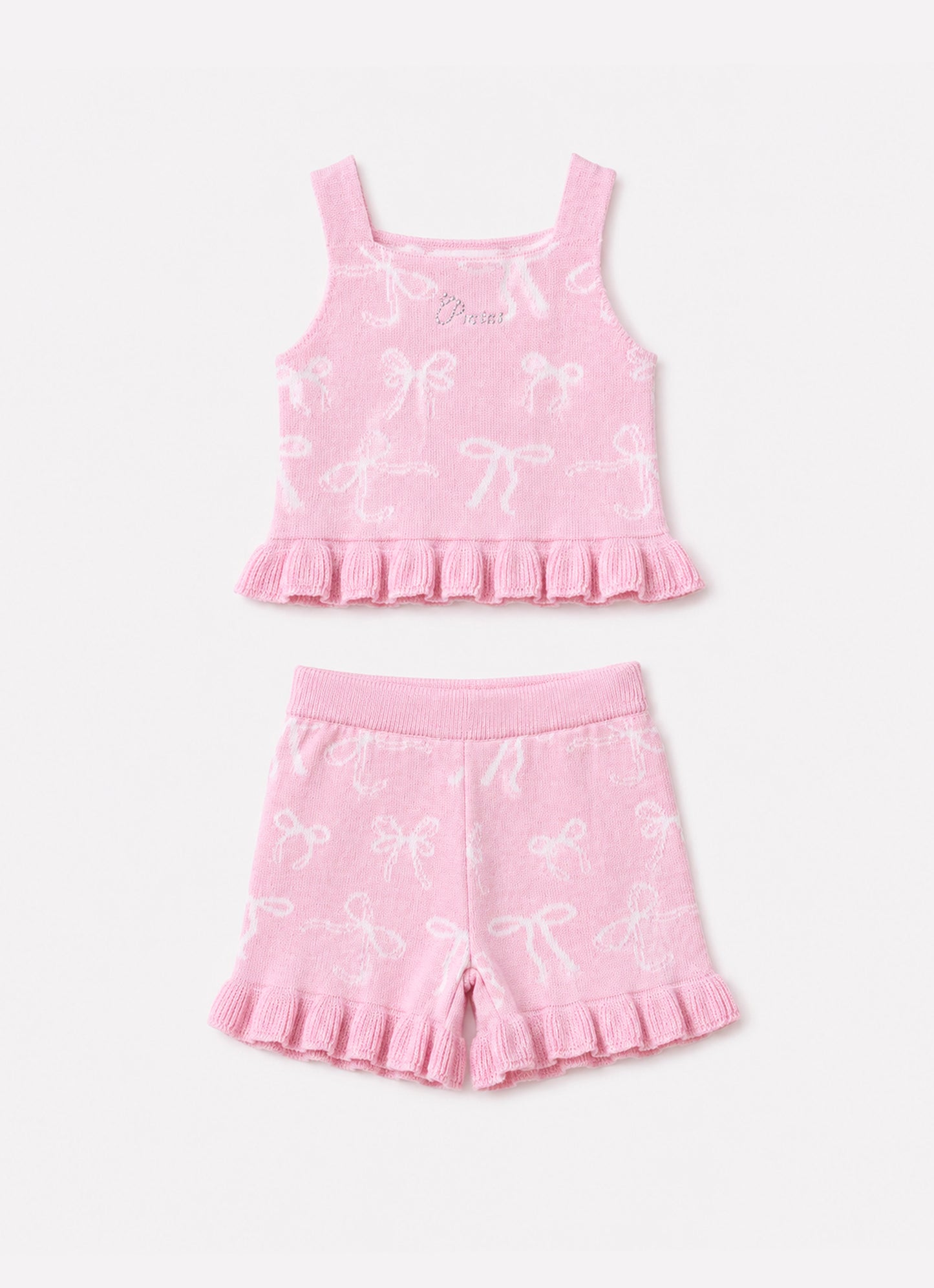 Conjunto Blusa e Short Tricot Lacinhos Pmini