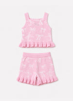 Conjunto Blusa e Short Tricot Lacinhos Pmini