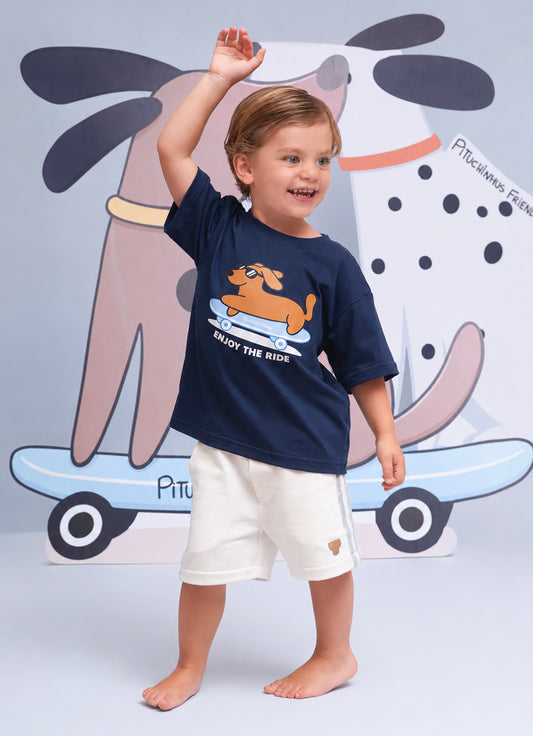 Camiseta Meia Malha Cachorro For Boys
