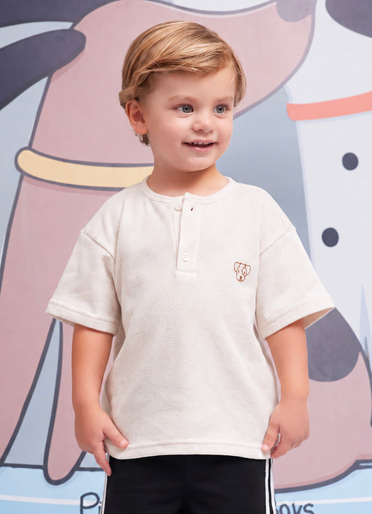 Camiseta Malha Abertura Botões For Boys