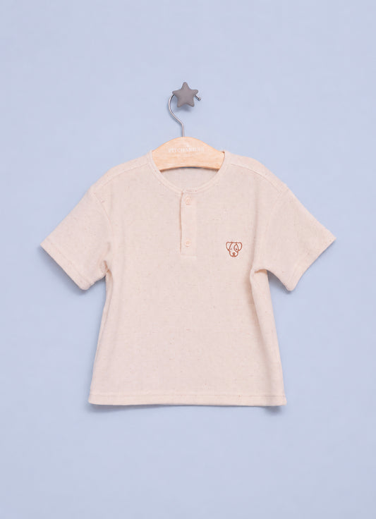 Camiseta Malha Abertura Botões For Boys